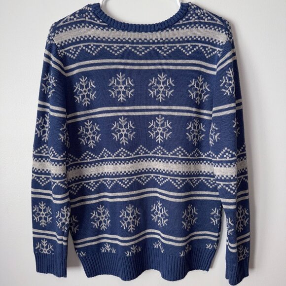 Mighty Fine Happy Llamakkah Snowflake Sweater XL Blue & White - Picture 7 of 7